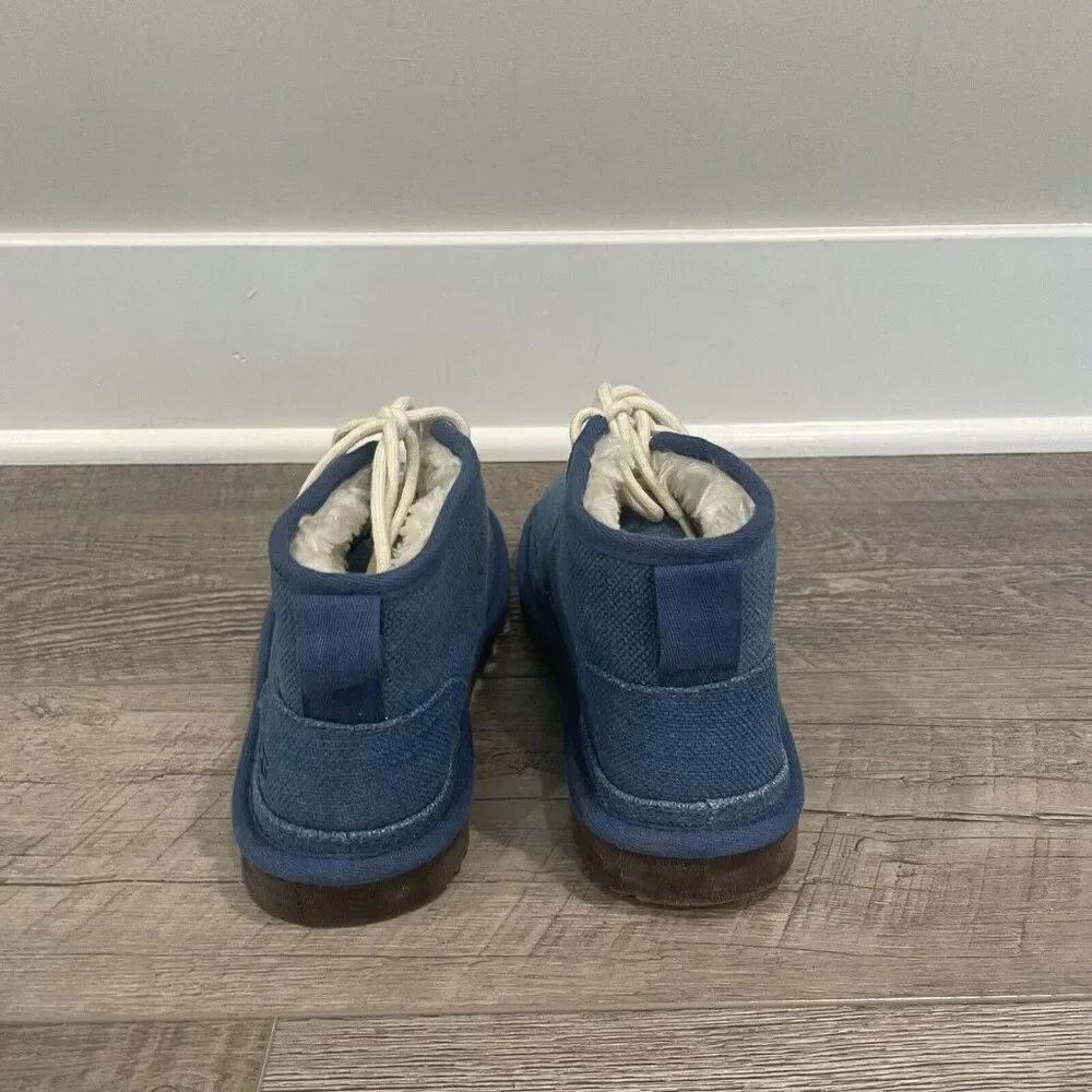 UGG Neumel Ankle‎ Boots Mens 9 Blue Natural Canvas Indigo NEW